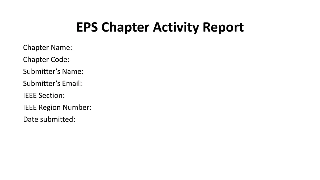 eps chapter activity report n.w