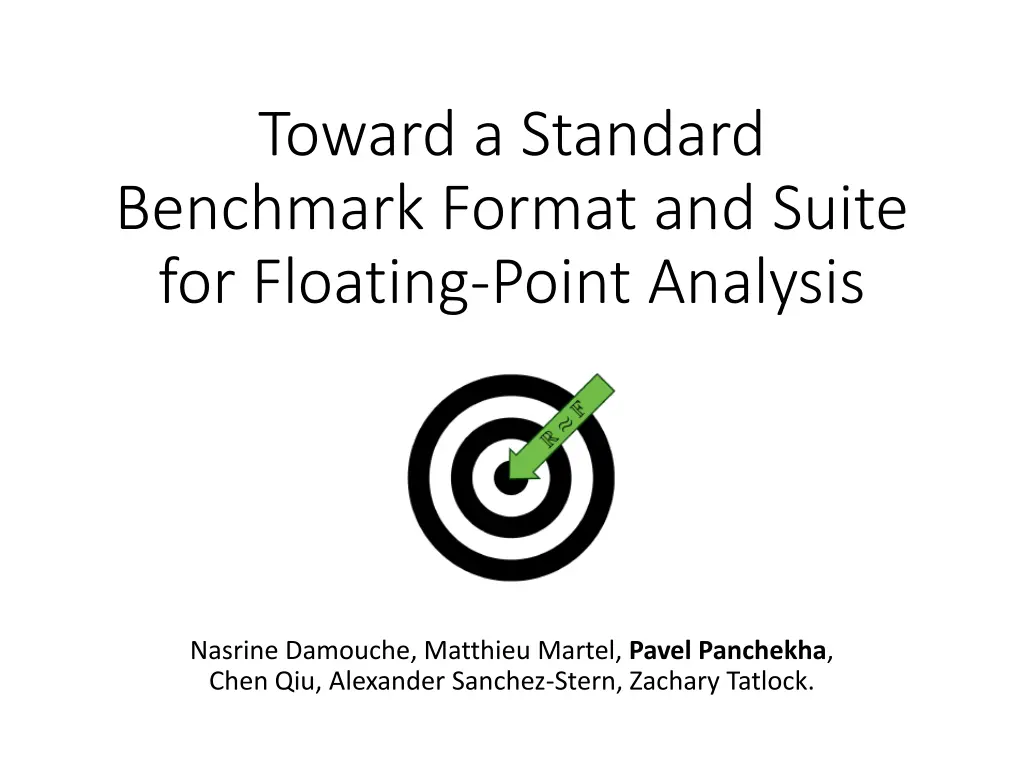 toward a standard benchmark format and suite n.w