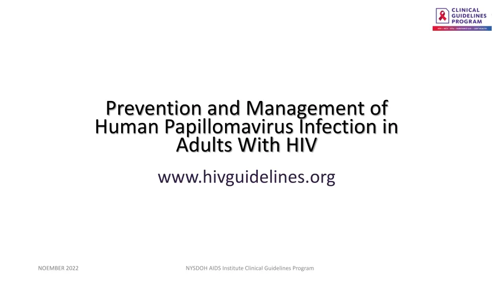prevention and management of human papillomavirus n.w