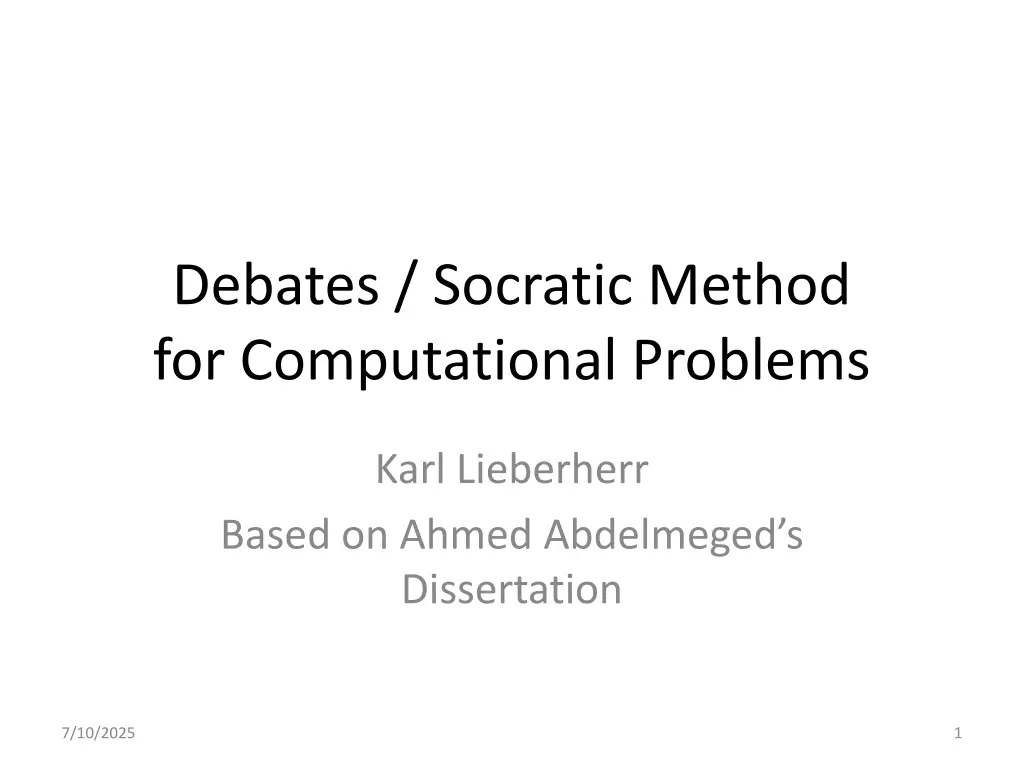 debates socratic method for computational problems n.w