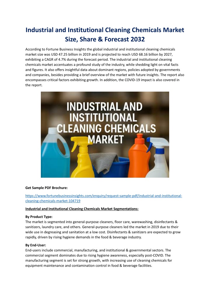 industrial and institutional cleaning chemicals n.w