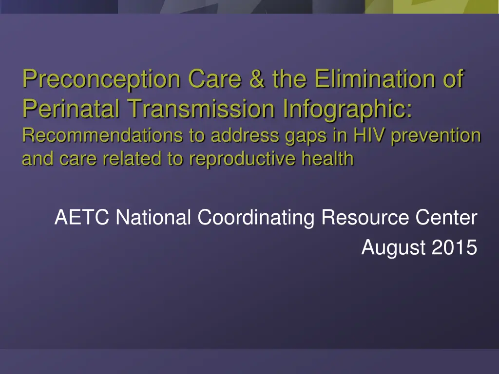 preconception care the elimination of perinatal n.w