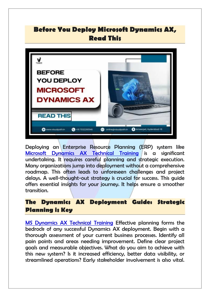 before you deploy microsoft dynamics ax read this n.w