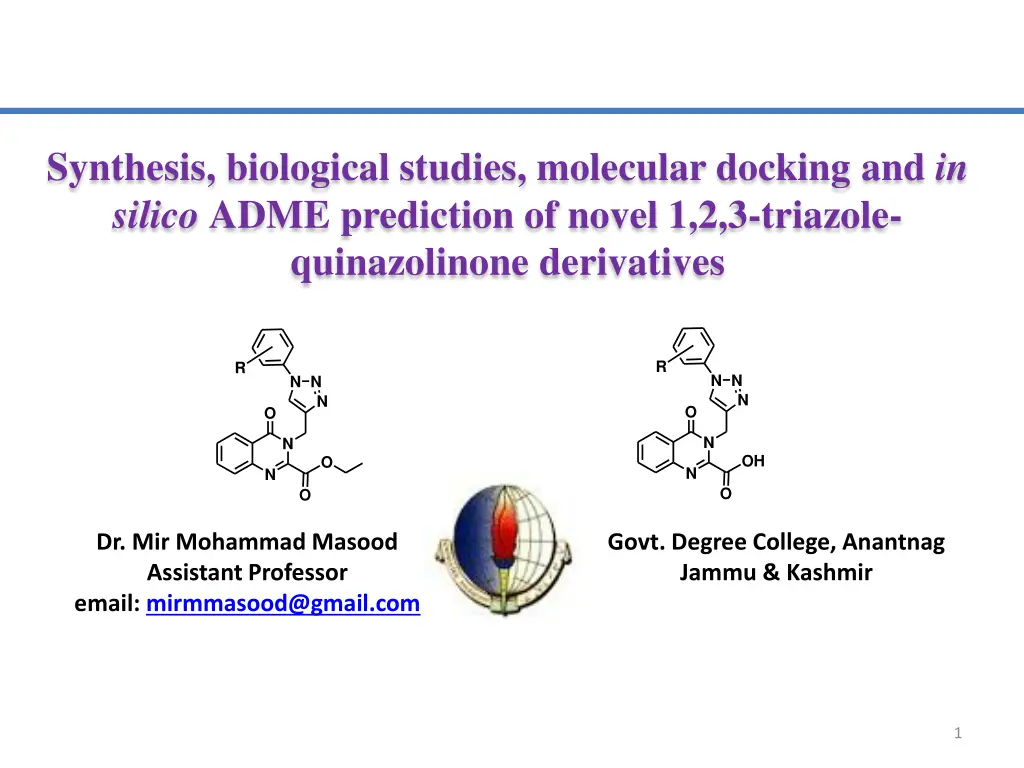 synthesis biological studies molecular docking n.w