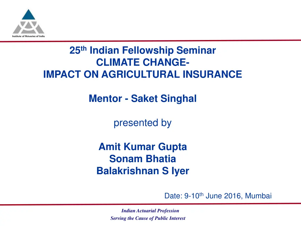 25 th indian fellowship seminar climate change n.w