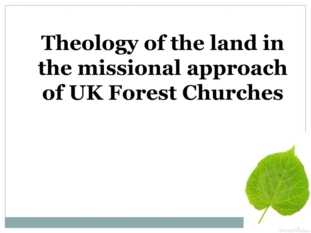 theology of the land in the missional approach n.w