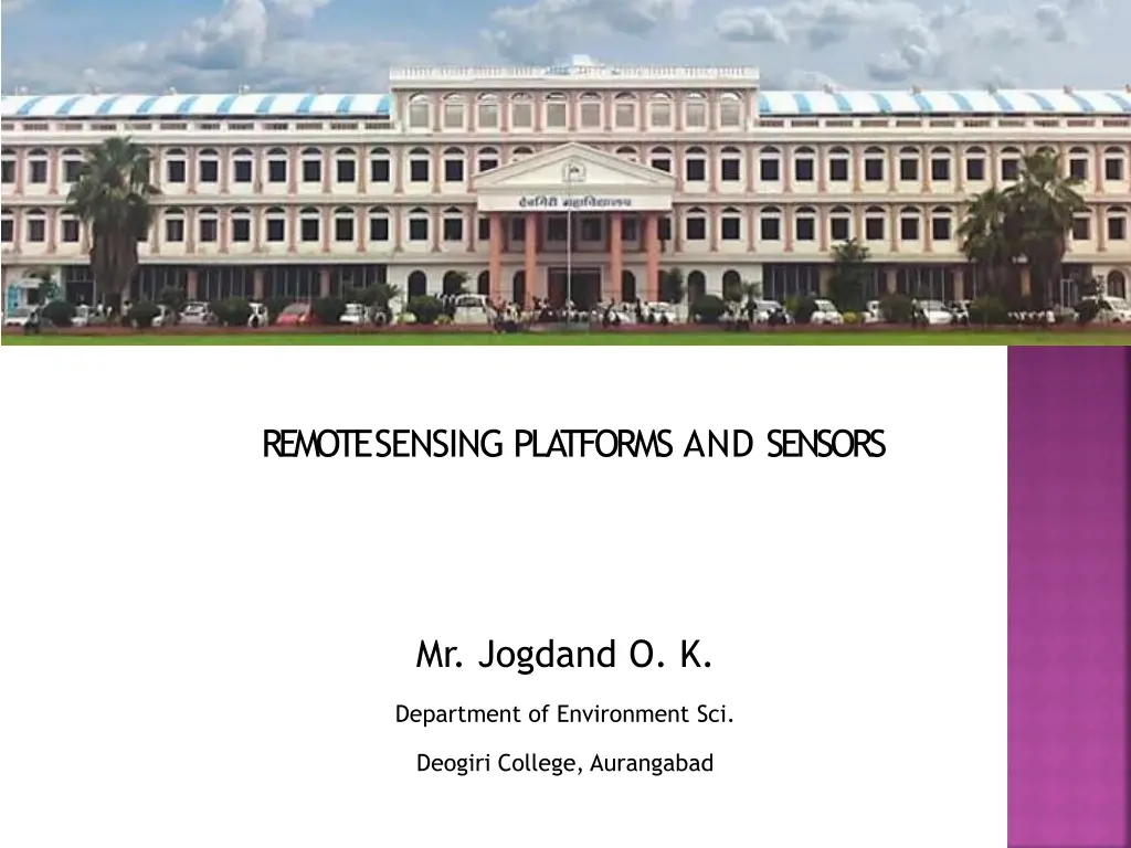 remote sensing platforms and sensors n.w