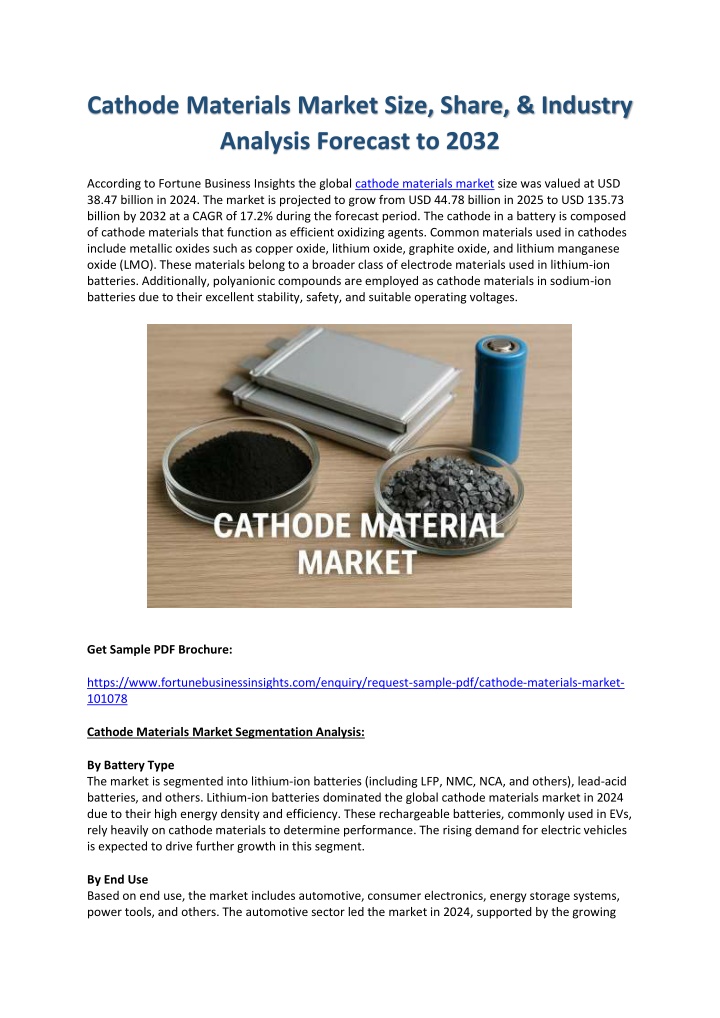 cathode materials market size share industry n.w
