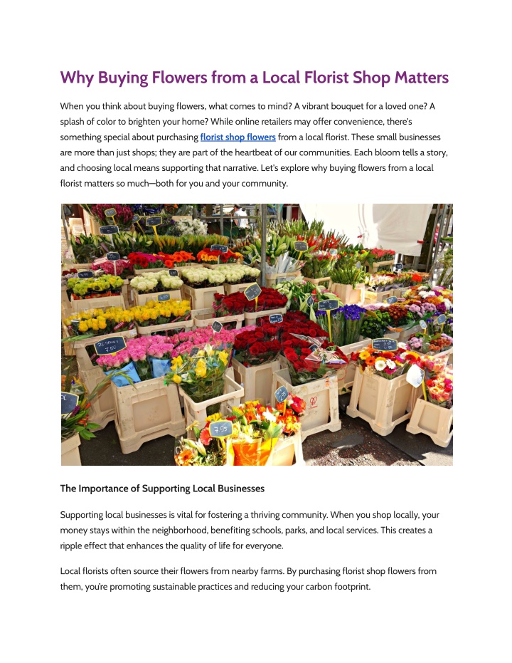 why buying flowers from a local florist shop n.w