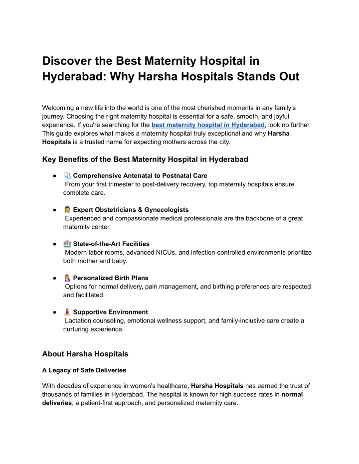 discover the best maternity hospital in hyderabad n.w