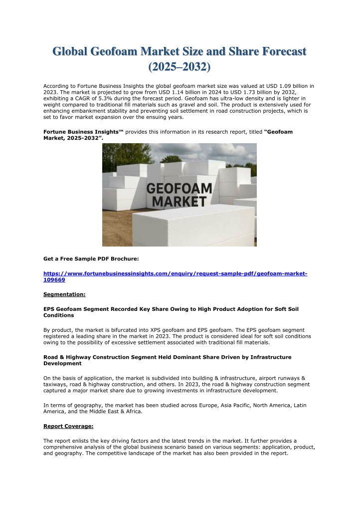 global geofoam market size and share forecast n.w