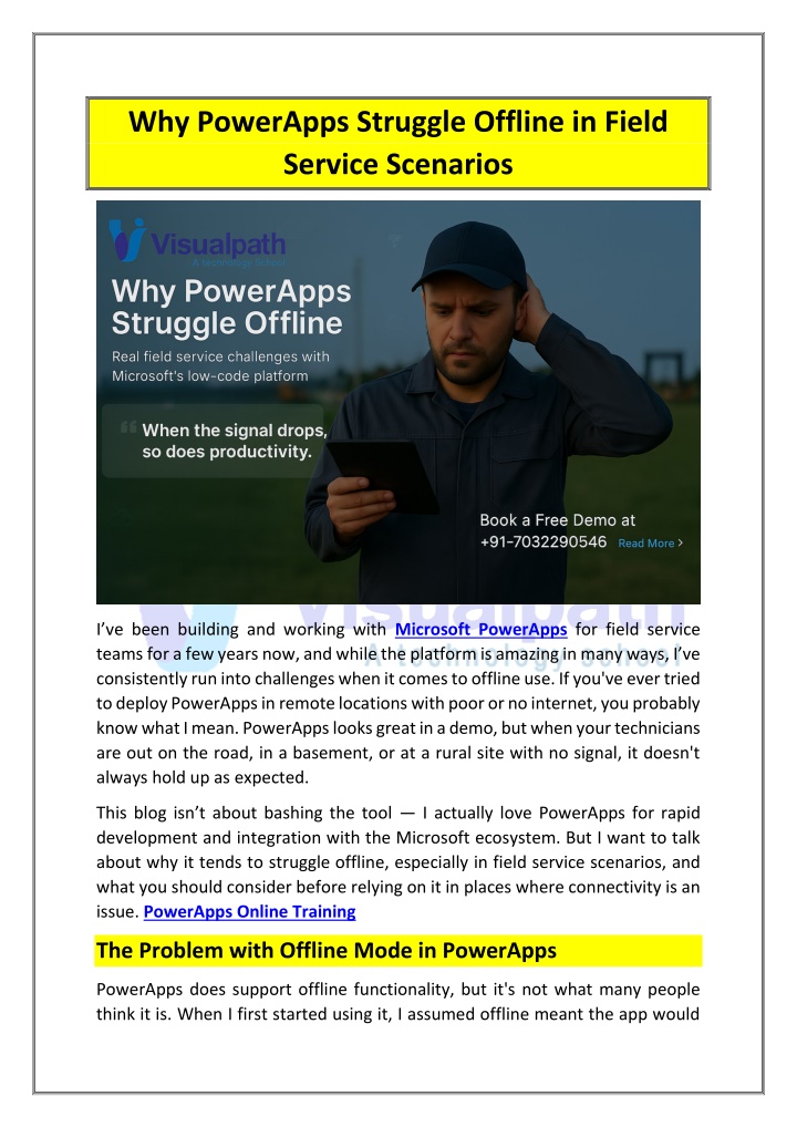 why powerapps struggle offline in field service n.w