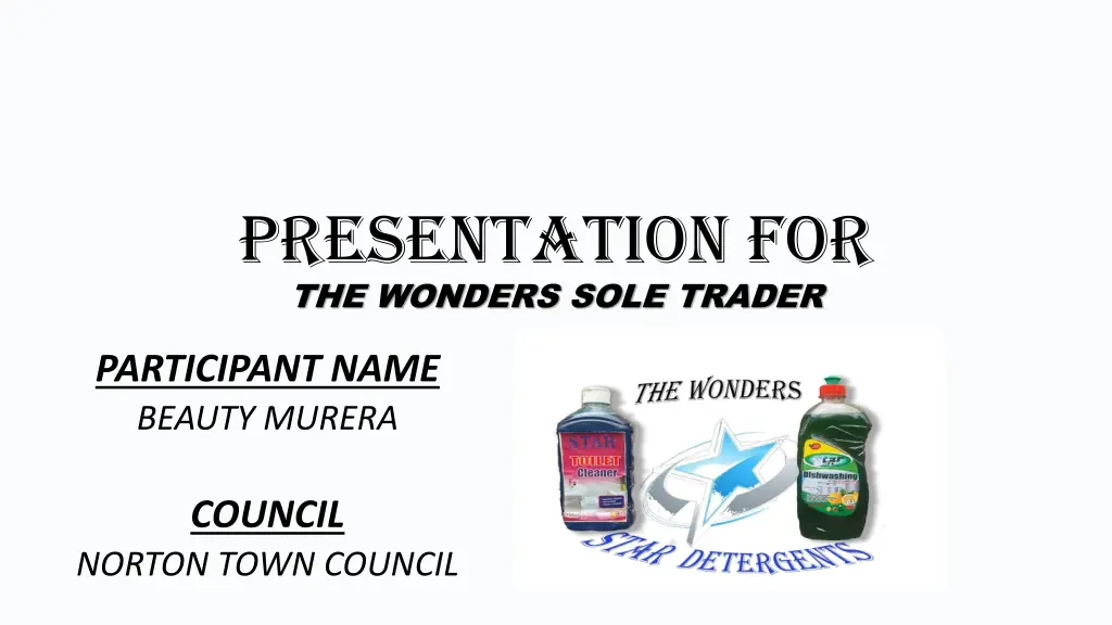 presentation for the wonders sole trader n.w