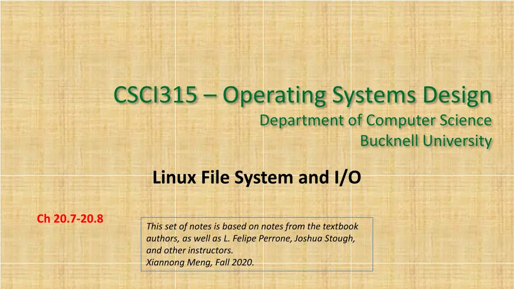 csci315 operating systems design department n.w
