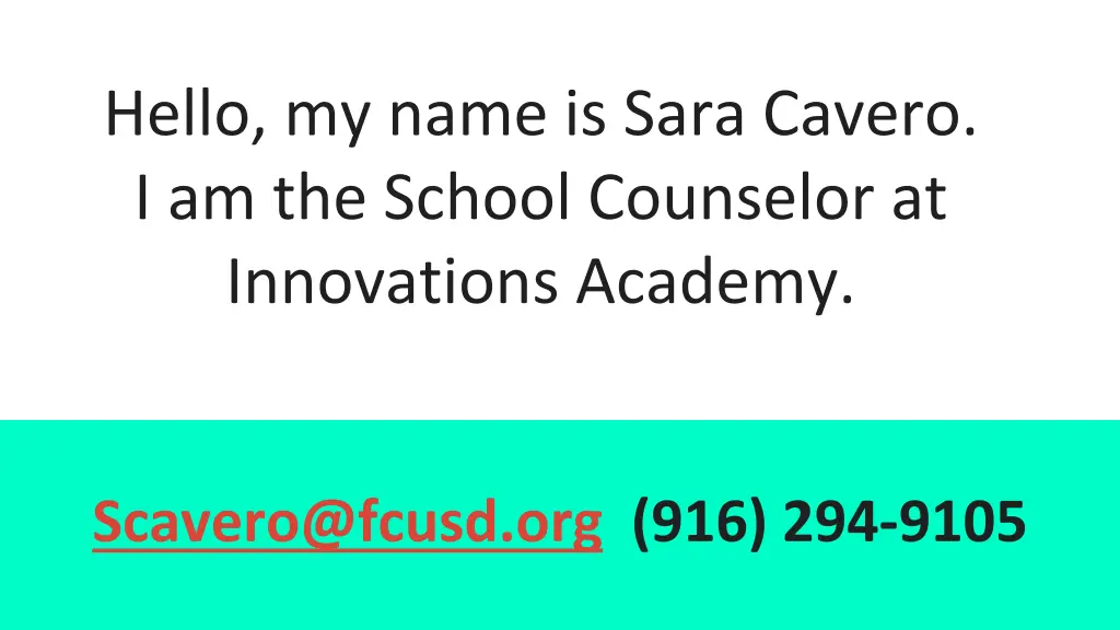 hello my name is sara cavero i am the school n.w