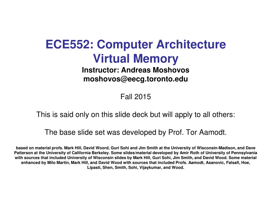 ece552 computer architecture virtual memory n.w