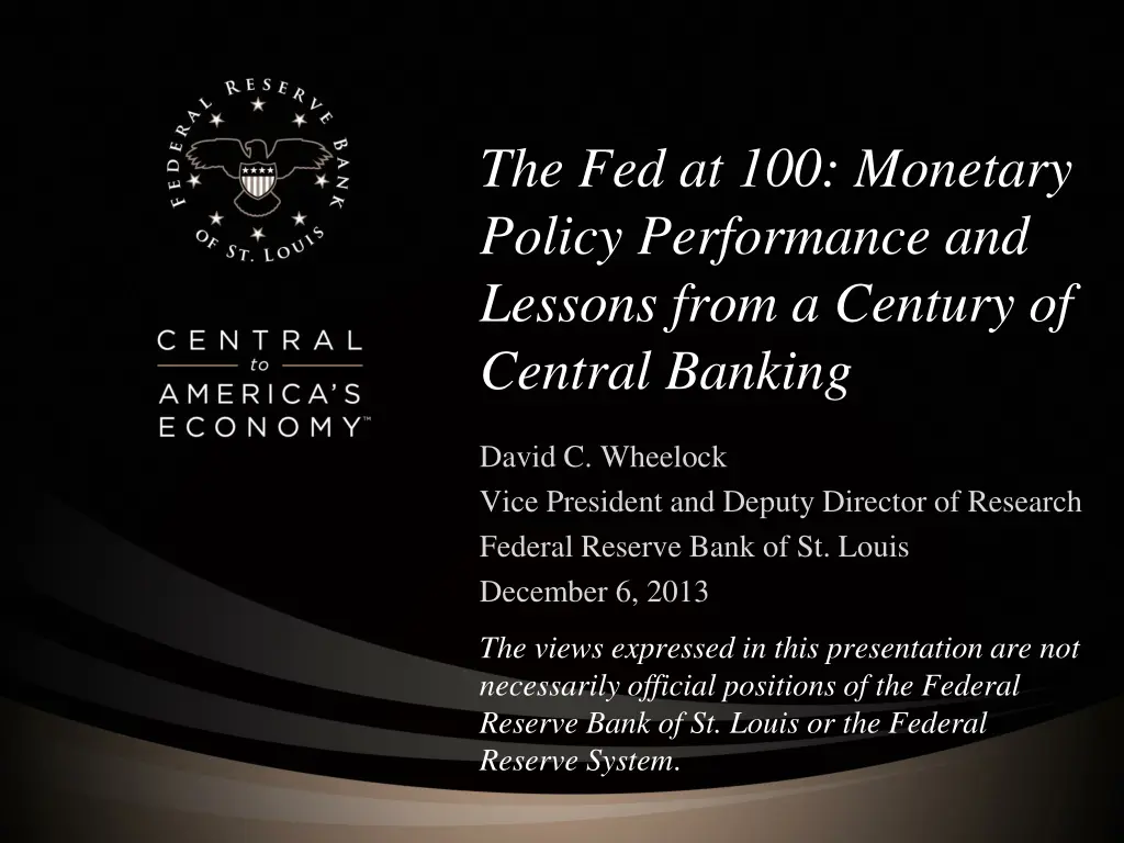 the fed at 100 monetary policy performance n.w