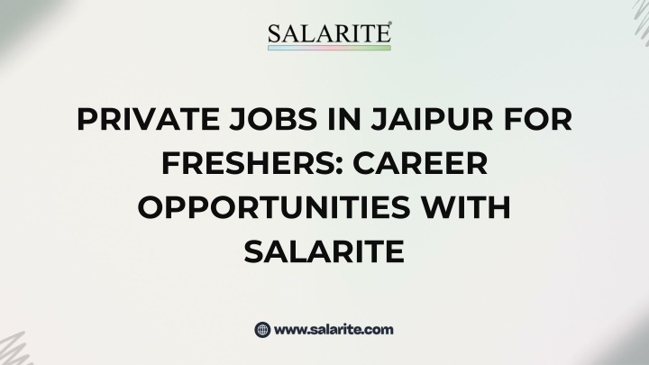 Private Jobs in Jaipur for Freshers Career Opportunities with Salarite