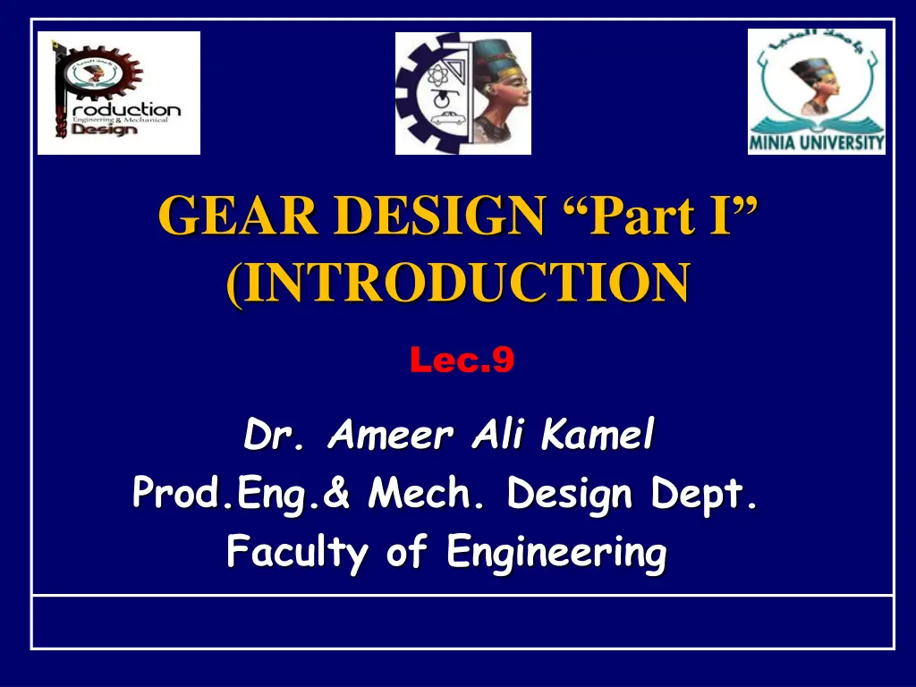 gear design part i introduction n.w