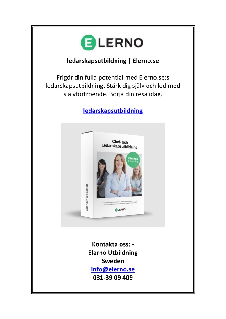 ledarskapsutbildning elerno se n.w