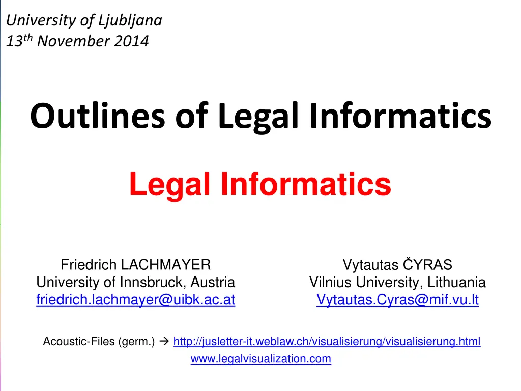 university of ljubljana 13 th november 2014 n.w