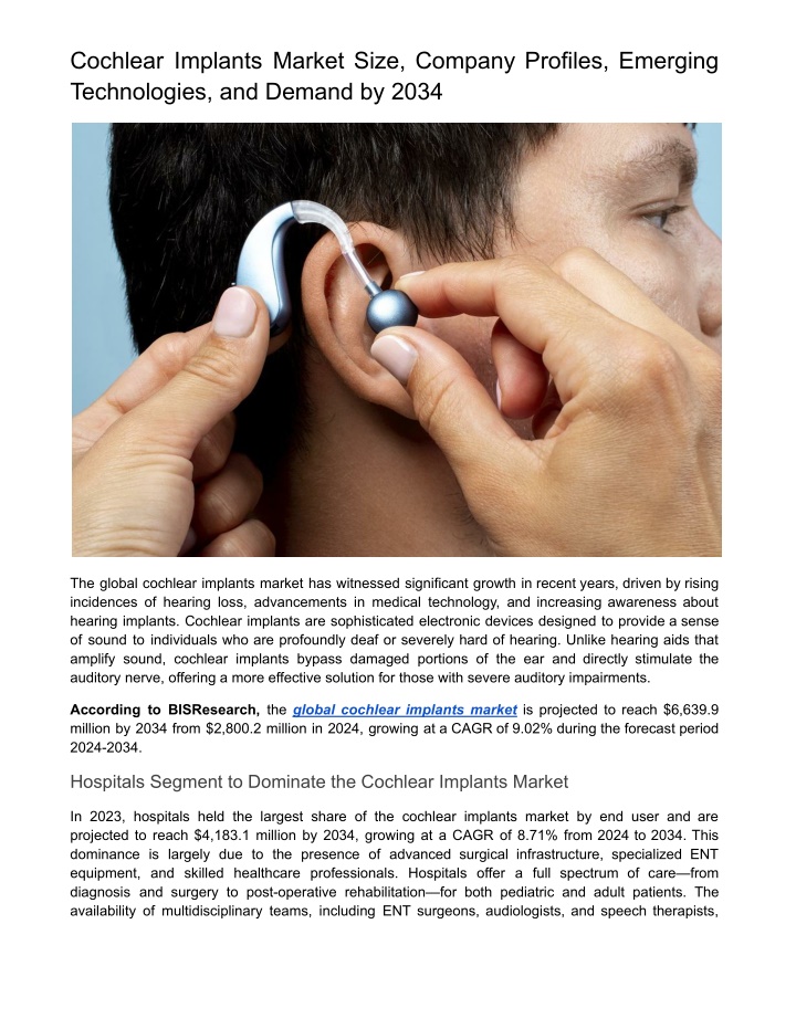 cochlear implants market size company profiles n.w