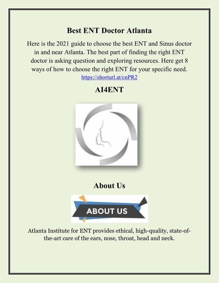 best ent doctor atlanta n.w