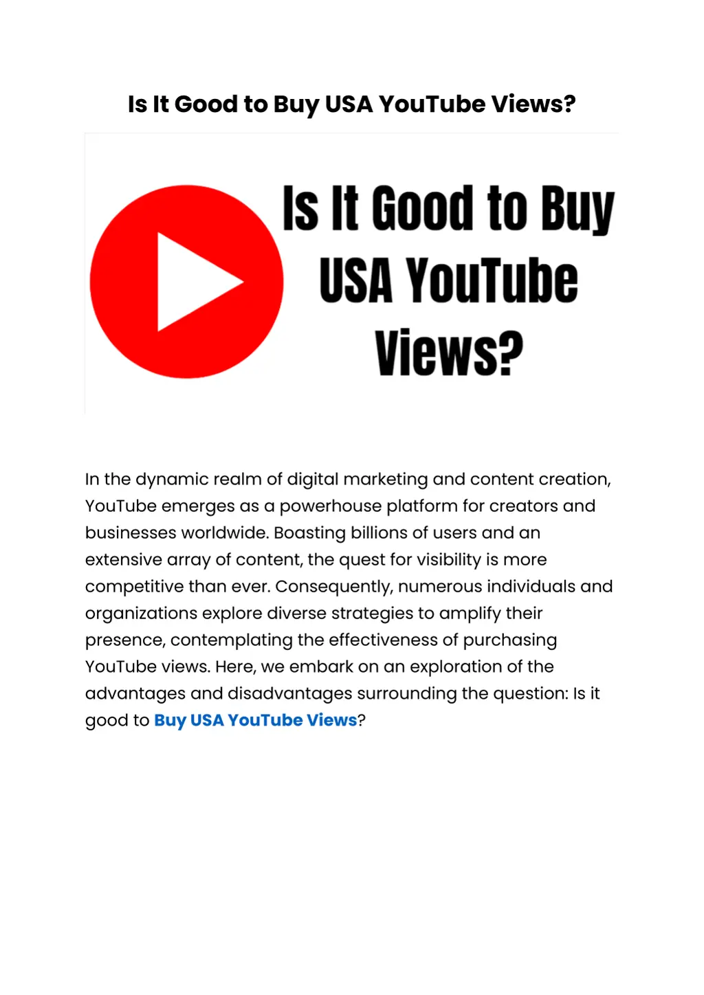 is it good to buy usa youtube views n.