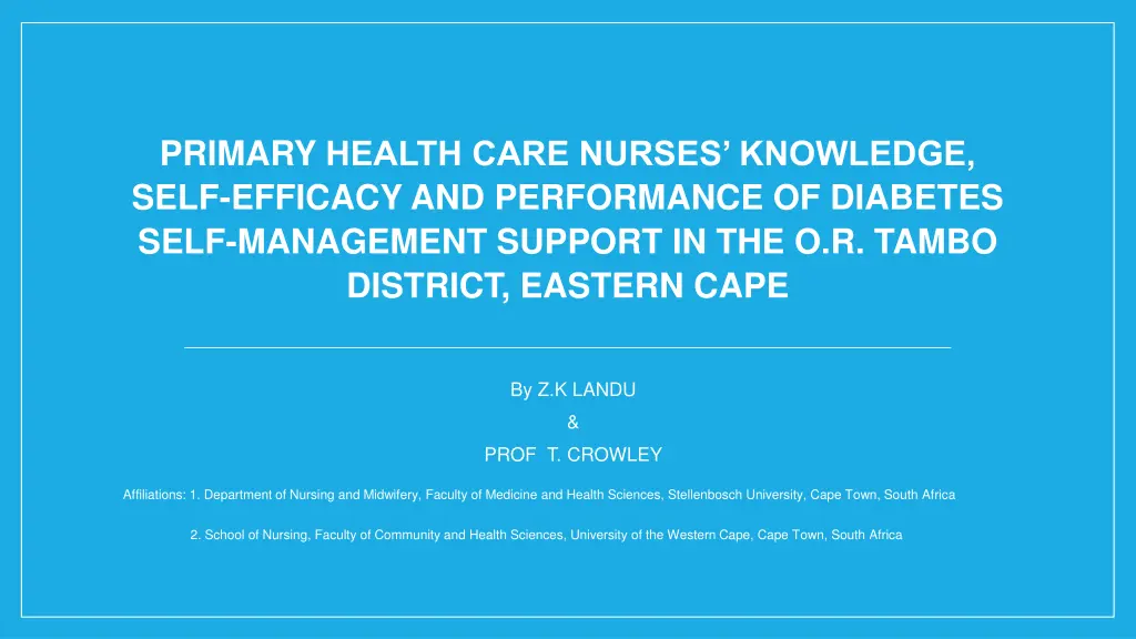 primary health care nurses knowledge self n.w