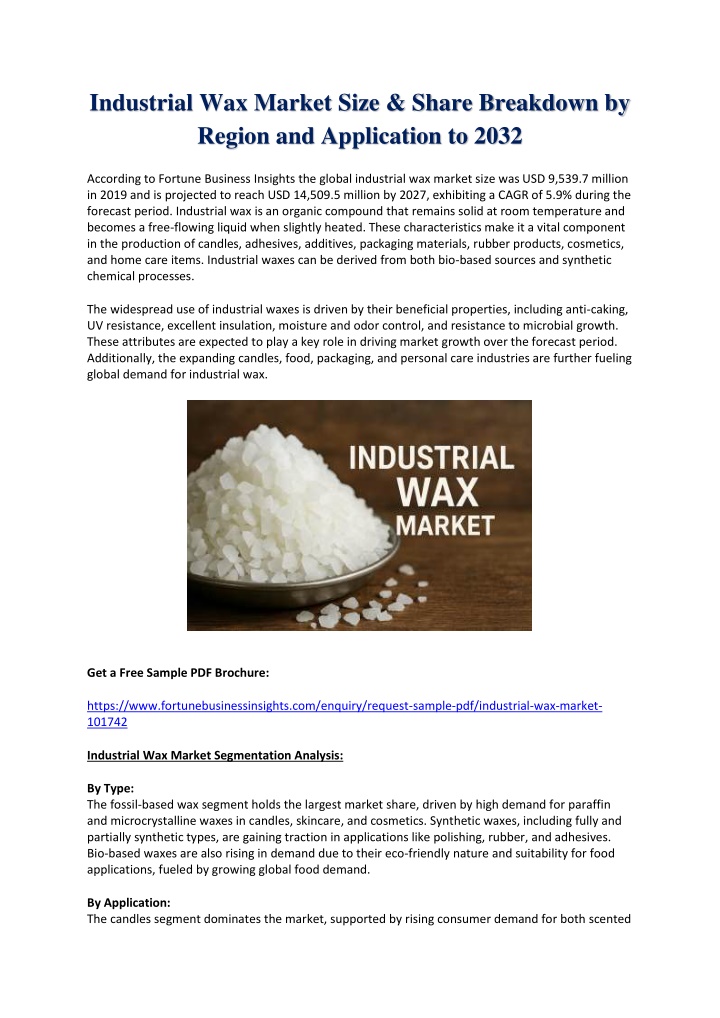 industrial wax market size share breakdown n.w