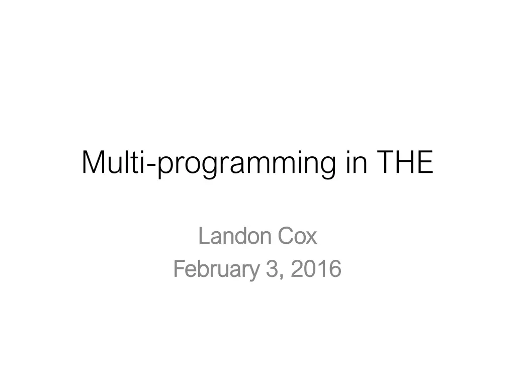 multi programming in the n.w