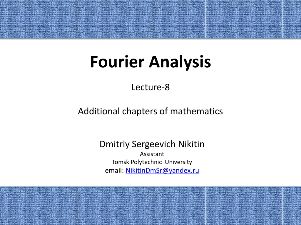 fourier analysis n.w