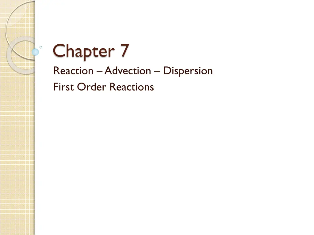 chapter 7 reaction advection dispersion first n.w