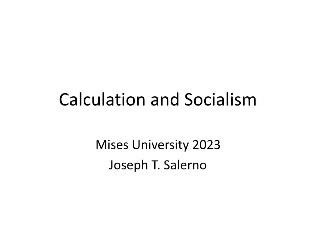 calculation and socialism n.w