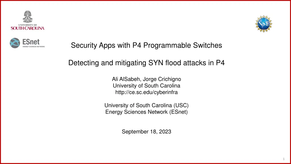 security apps with p4 programmable switches n.w
