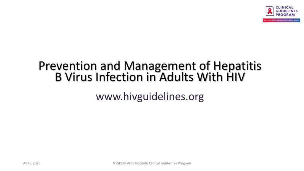 prevention and management of hepatitis b virus n.w