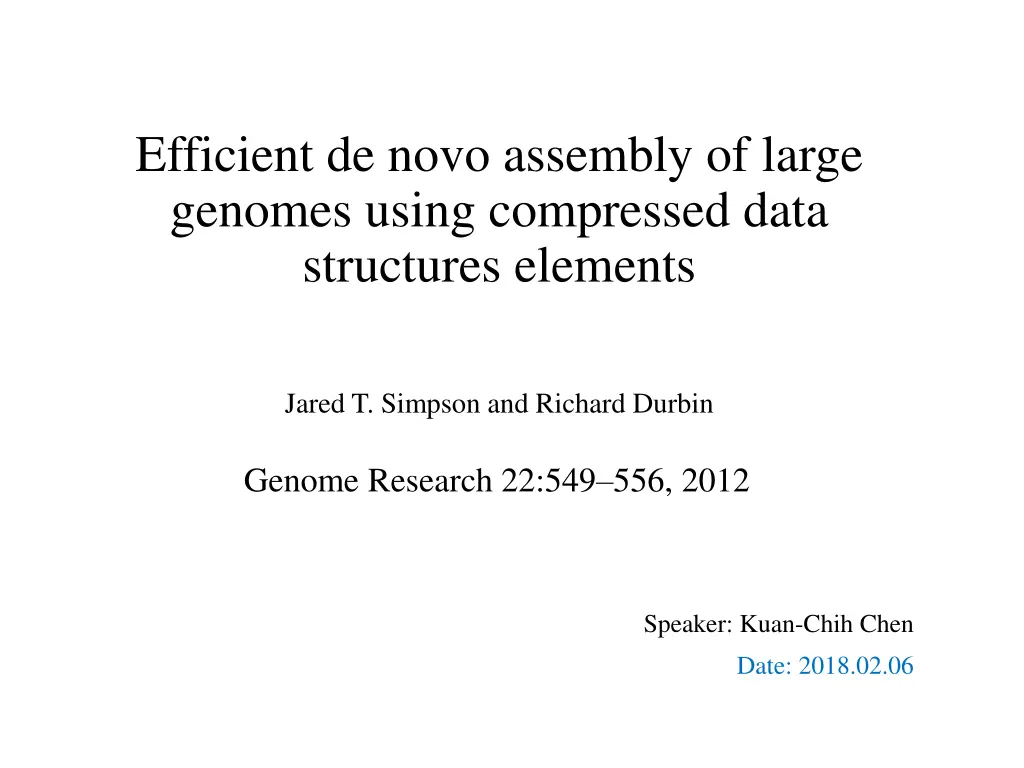 efficient de novo assembly of large genomes using n.w