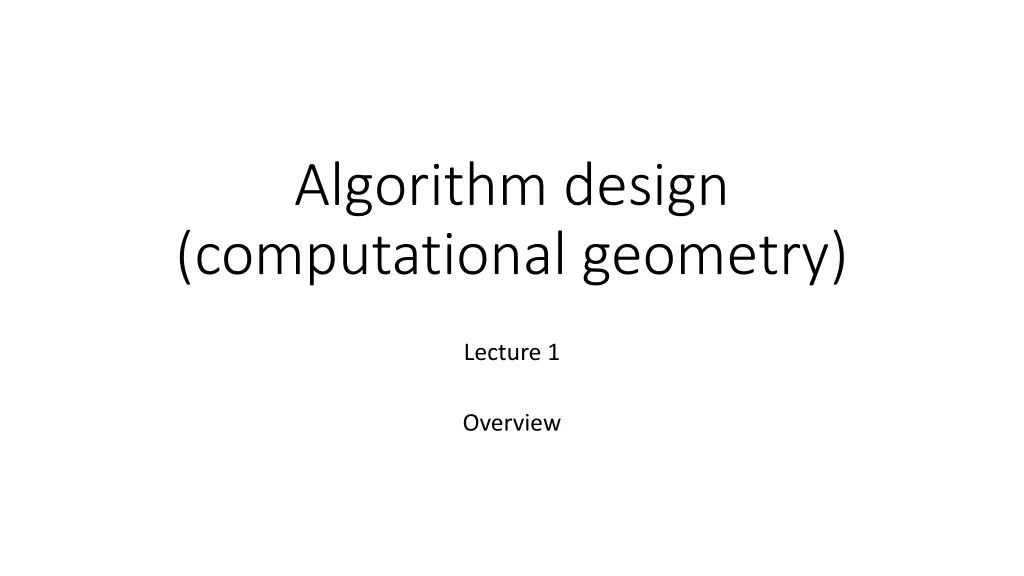 algorithm design computational geometry n.w