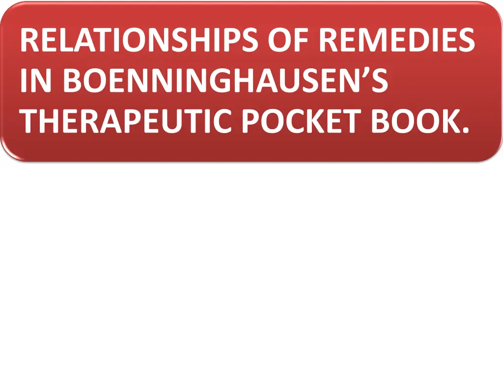 relationships of remedies in boenninghausen n.w