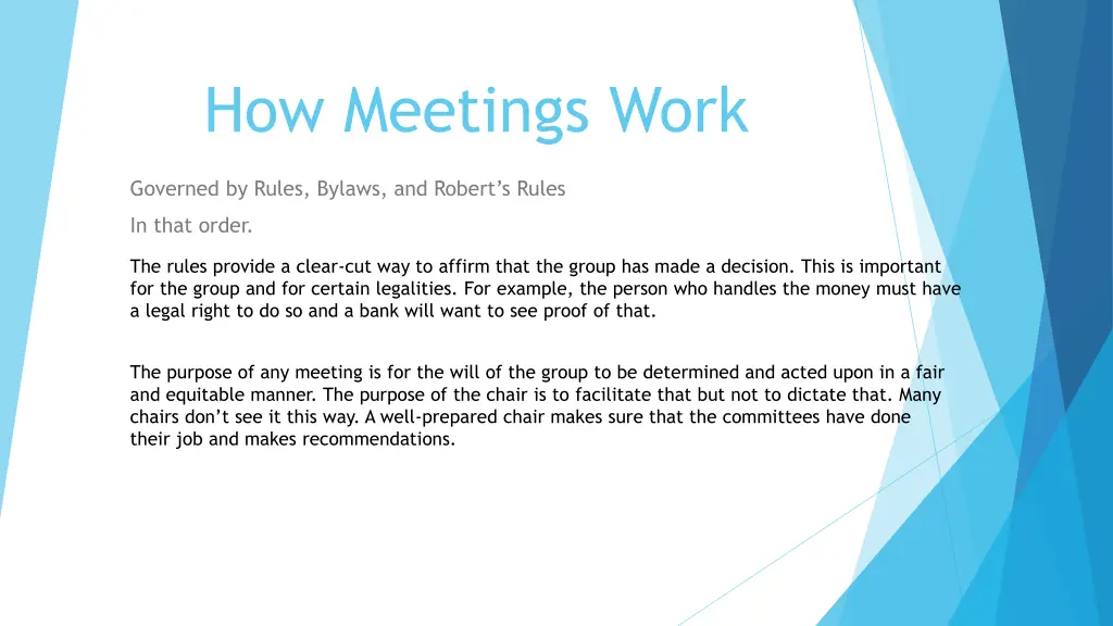 how meetings work n.w