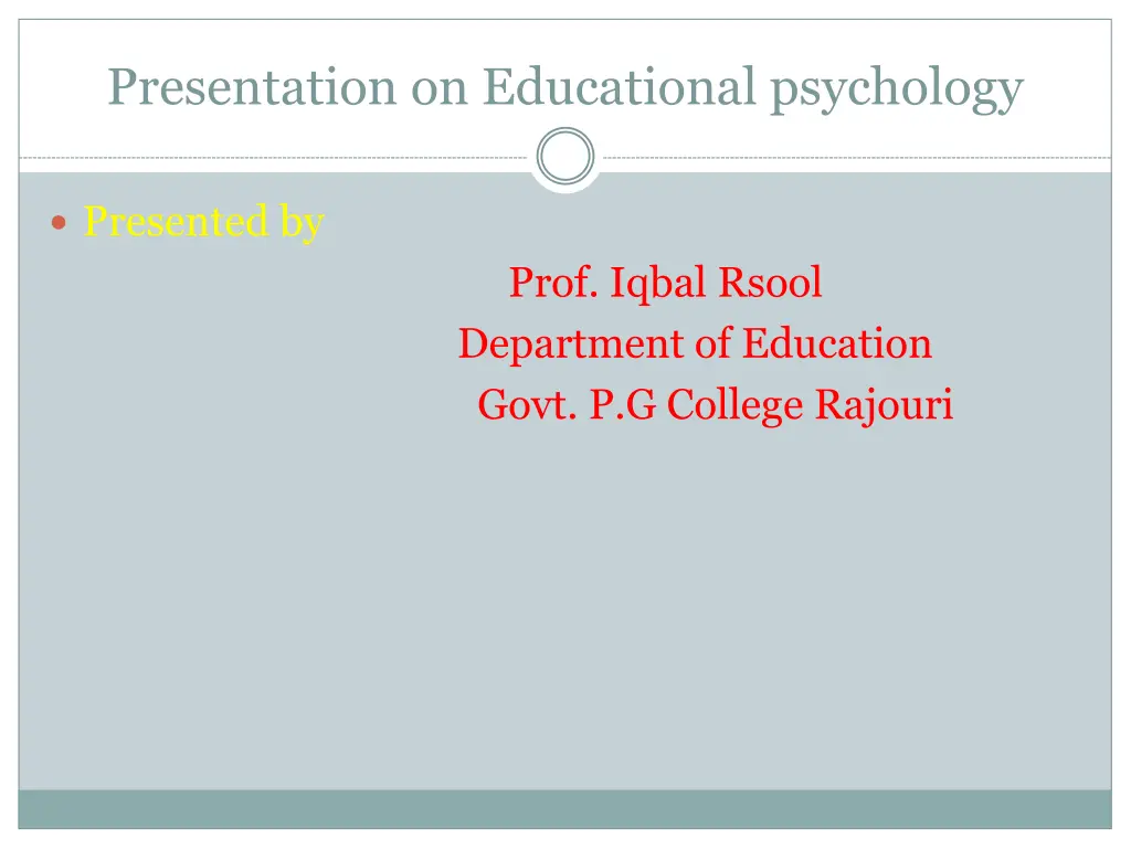 presentation on educational psychology n.w