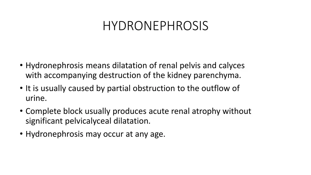 hydronephrosis n.w