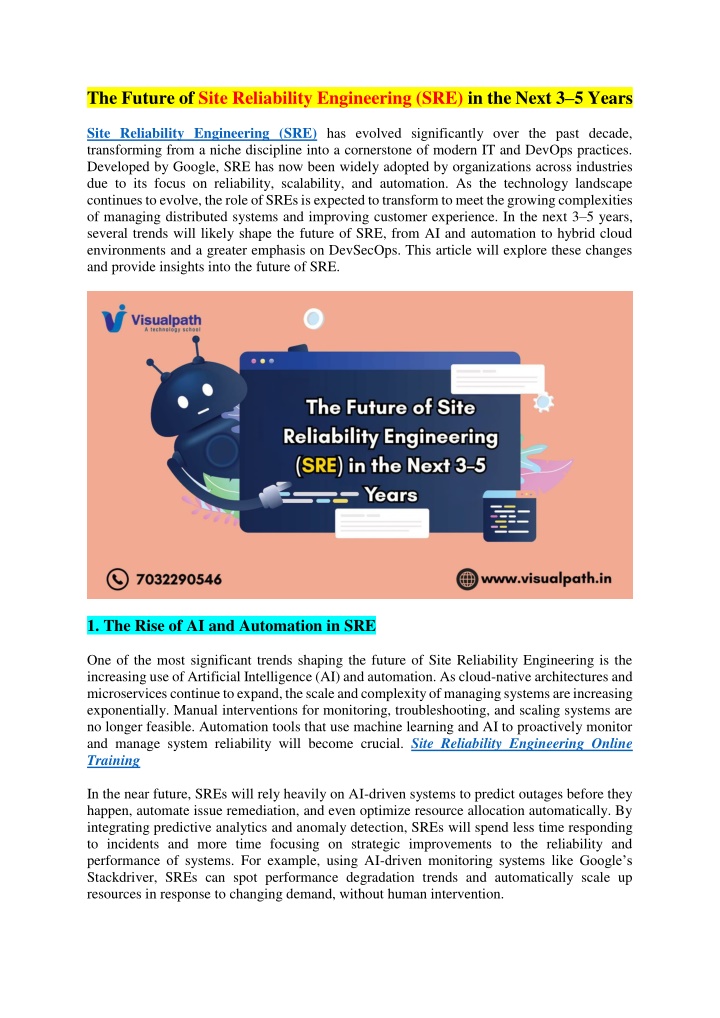 the future of site reliability engineering n.w