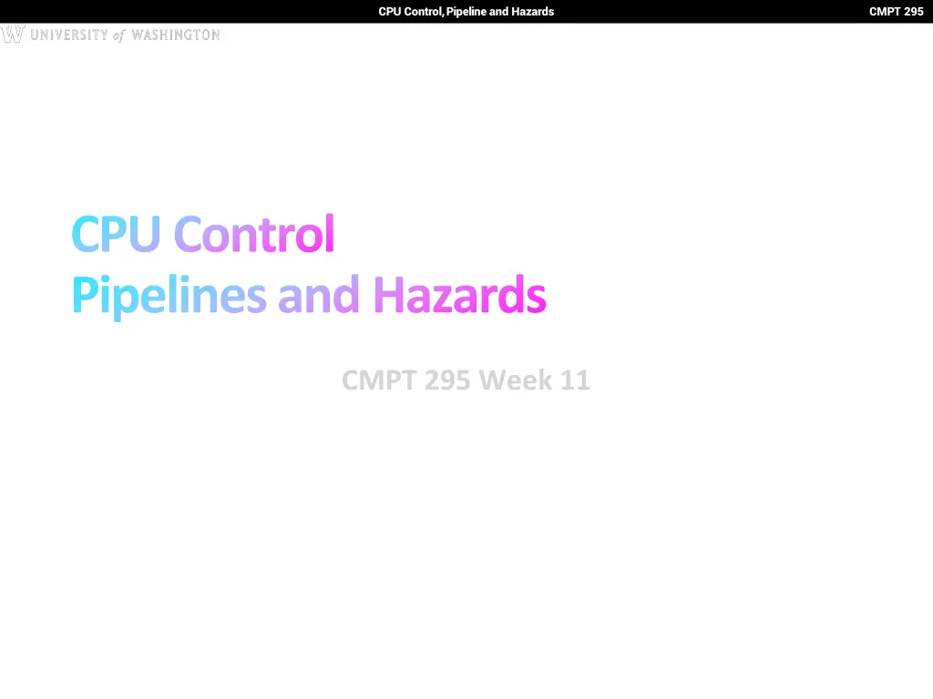cpu control pipeline and hazards n.w