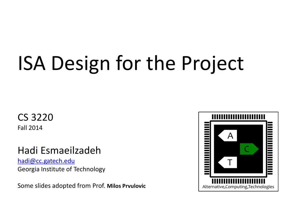 isa design for the project n.w