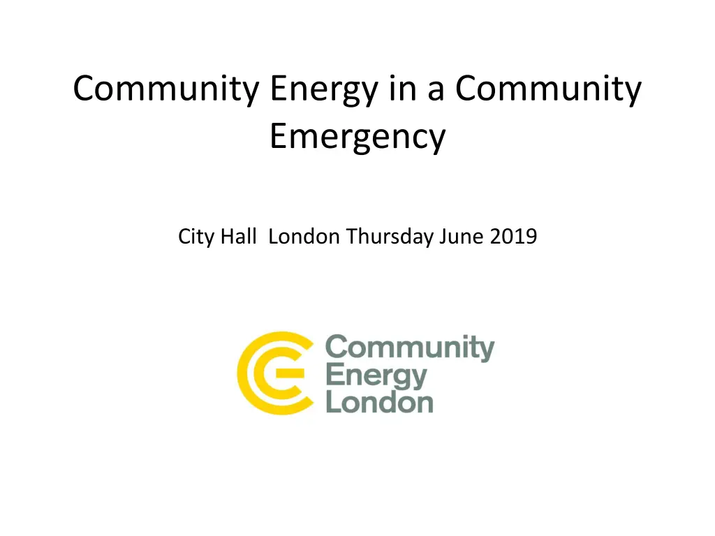 community energy in a community emergency n.w