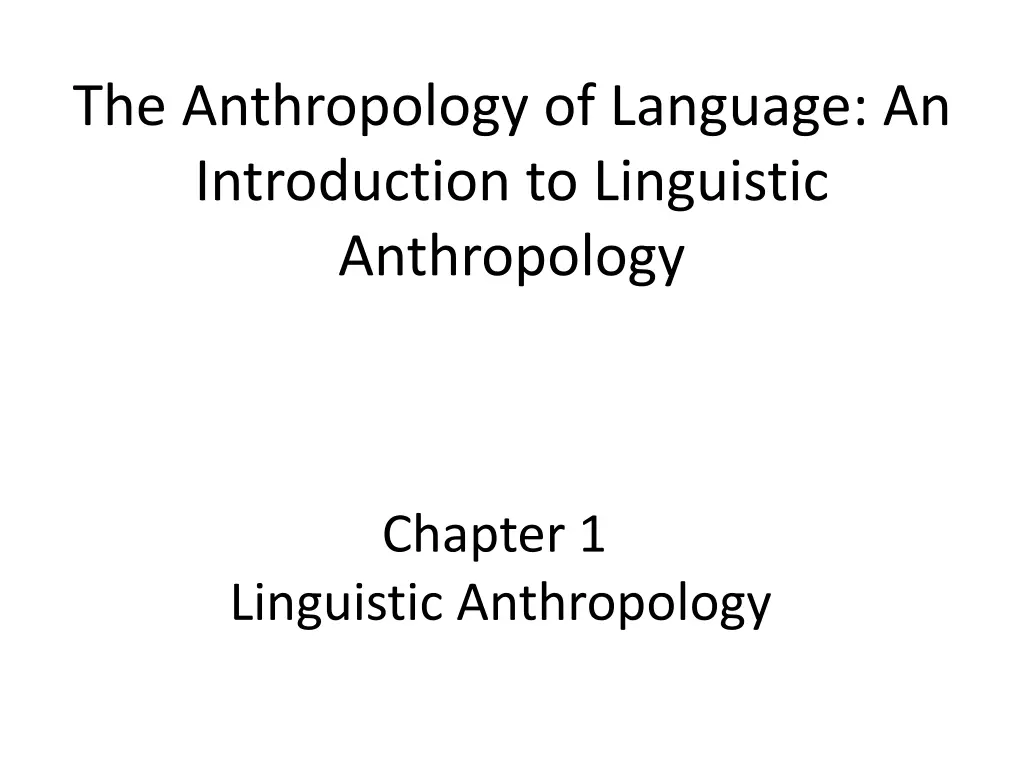 the anthropology of language an introduction n.w