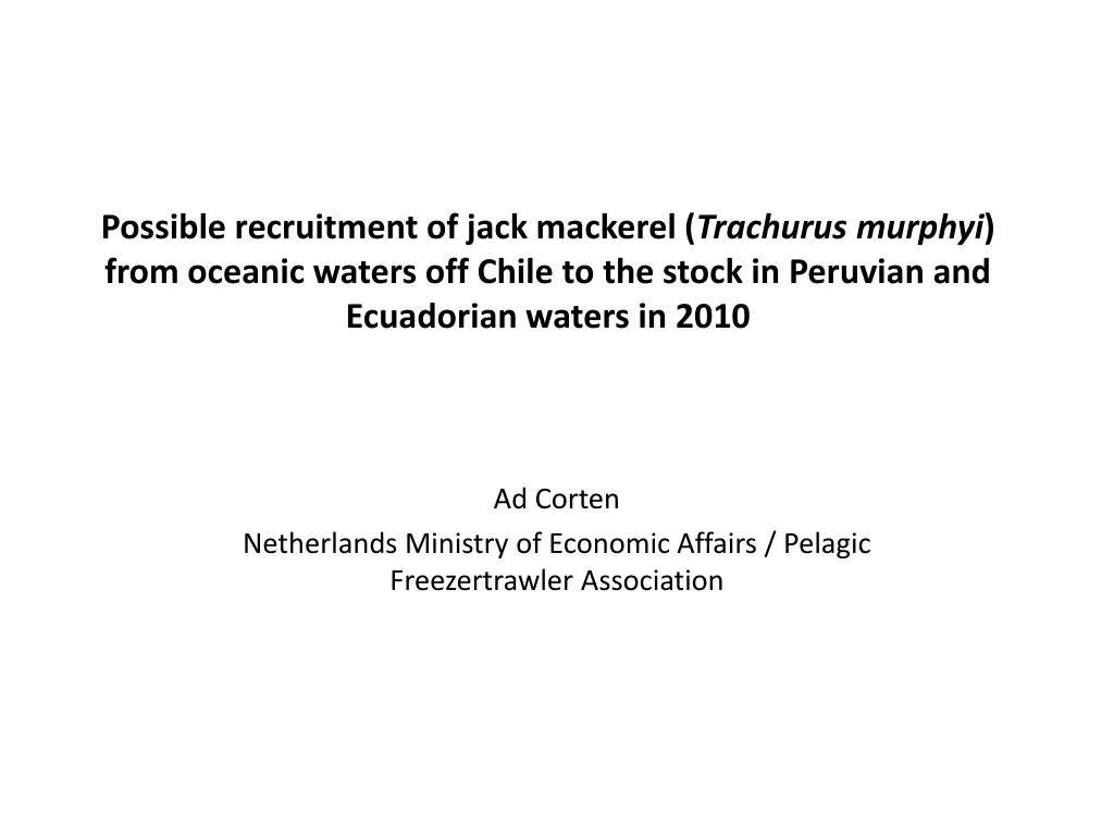 possible recruitment of jack mackerel trachurus n.w