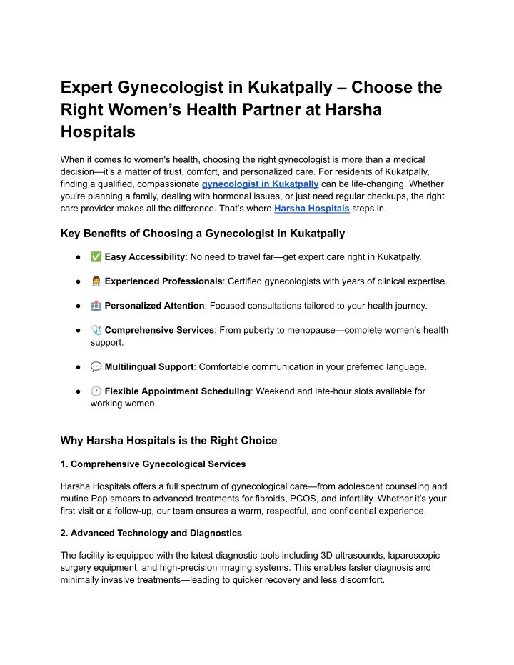 expert gynecologist in kukatpally choose n.w