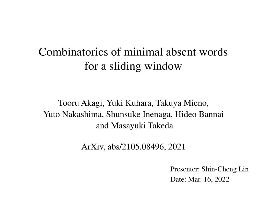 combinatorics of minimal absent words n.w